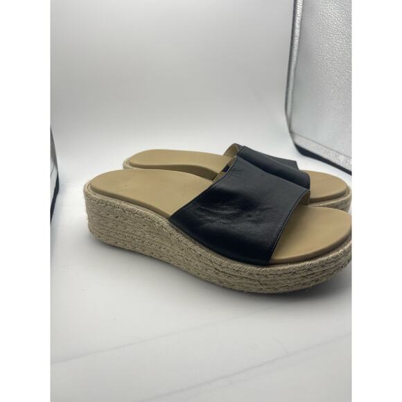ABEO Solstice slide black leather upper wedge sandal Women’s Sz 8.5 - Picture 1 of 7